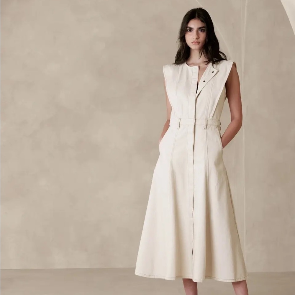 Banana Republic Cream Denim Elle Midi Dress
